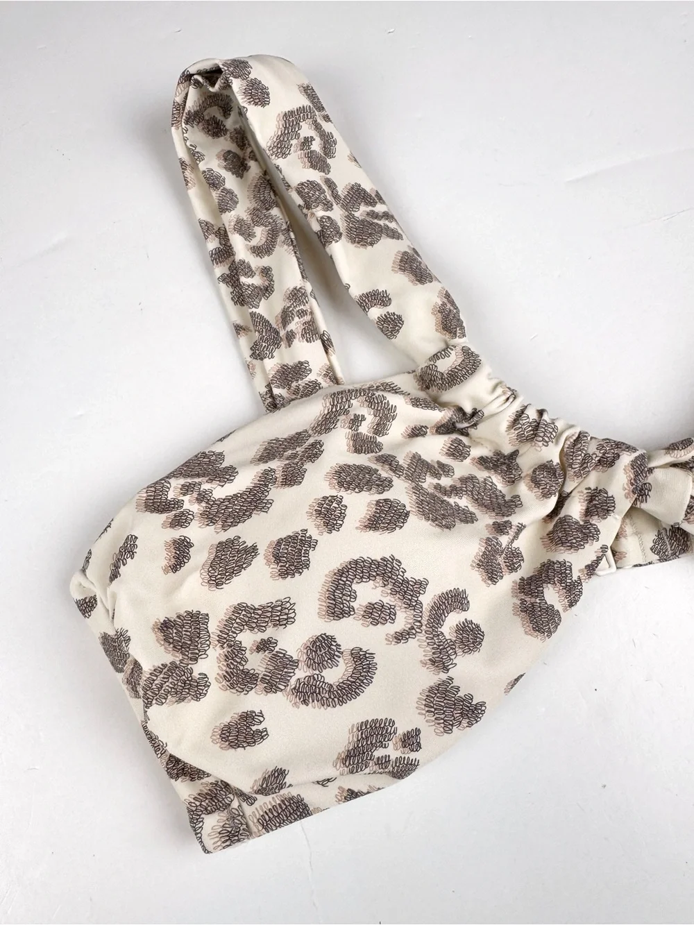 Aerie Leopard Print One Shoulder Bandeau Bikini Swimsuit Top Size S NWOT